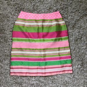 J. McLaughlin Pink & Green Ribbon Skirt